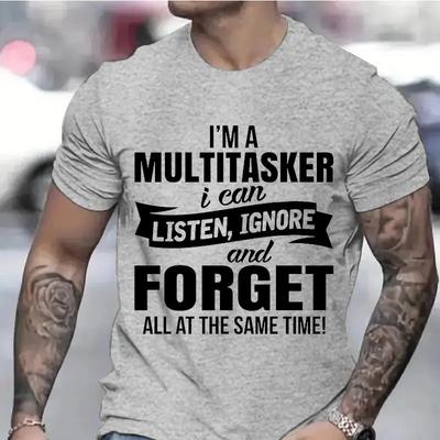 Pánské oblečení Trička s potiskem Jsem multitasker pro muže Sarkastické tričko Sarkasmus Postojové trička Humor Vtipné rčení Šedá trička