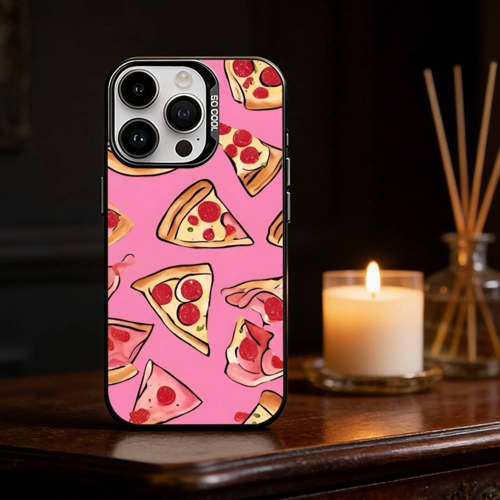 

Delicious P-Pizza C-Cheese Phone Case For iPhone 17 16 15 14 13 12 11 Pro Max Plus Silver Matte Black Cover iPhone15pro