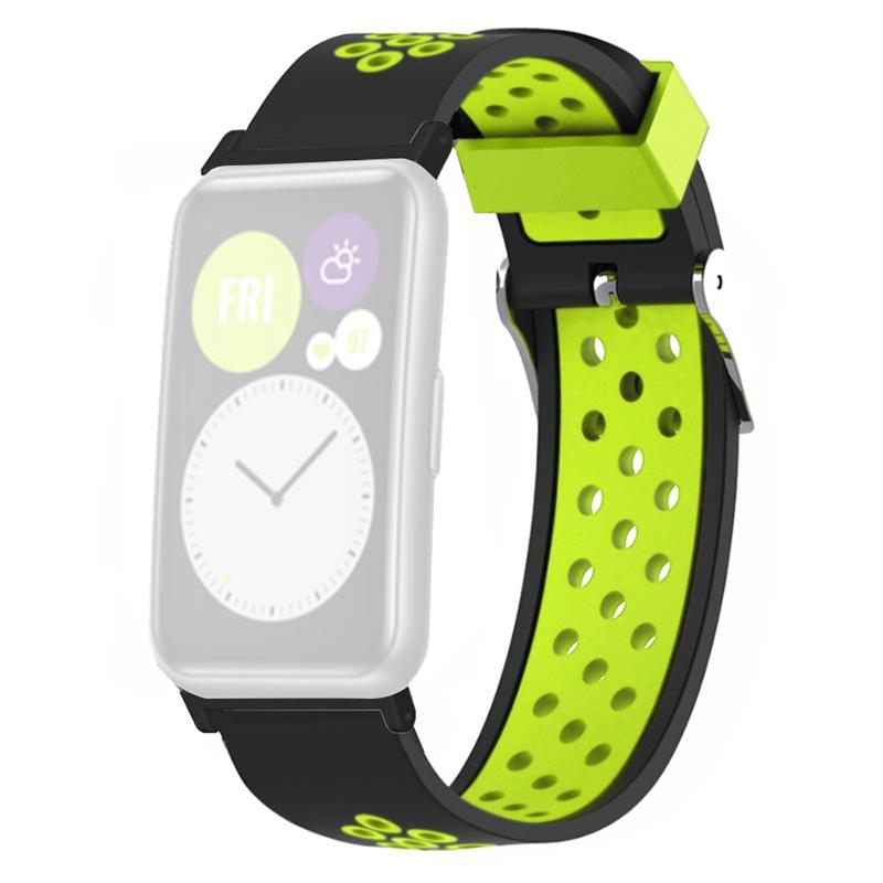 For Huawei Watch Fit/Watch Fit Special Edition Dual Color Silicone Watch Band with Breathable Holes