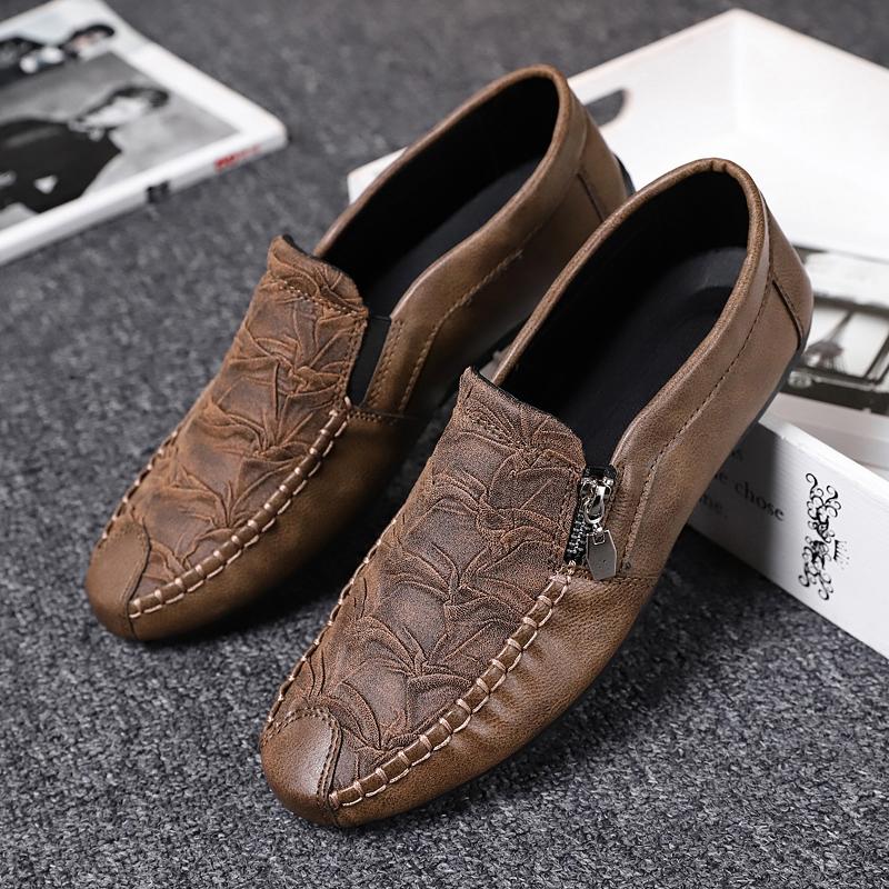 Fashion Autumn Men Casual Shoes Leather Mens Loafers Shoes Zapatos Breathable Driving Shoes Slip On Boat Shoes Mocassin Homme
