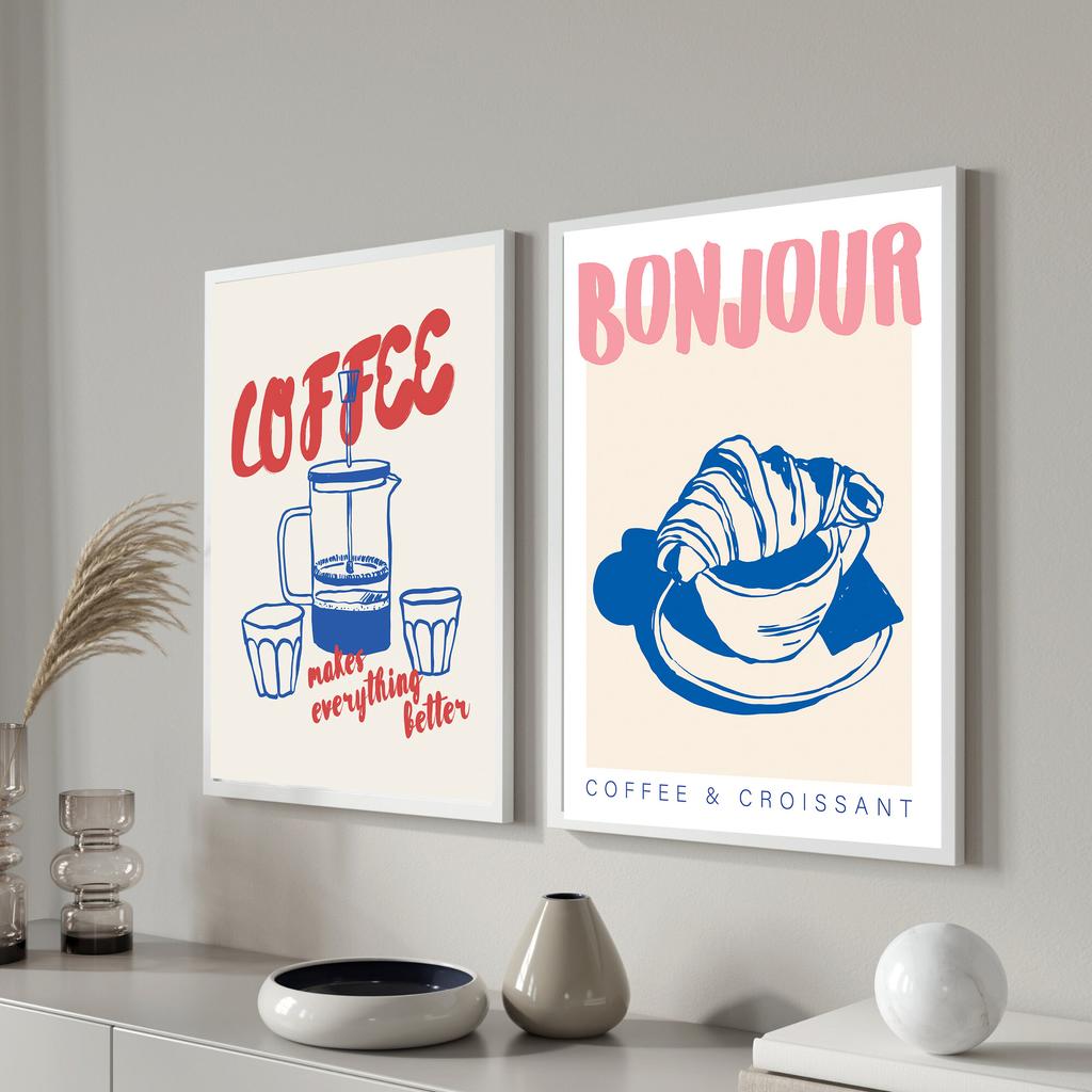 Modern Trendy Retro Vintage Chic Coffee Espresso Wall Art Prints Canvas Painting Poster Picture for Office Kitchen Home Decor