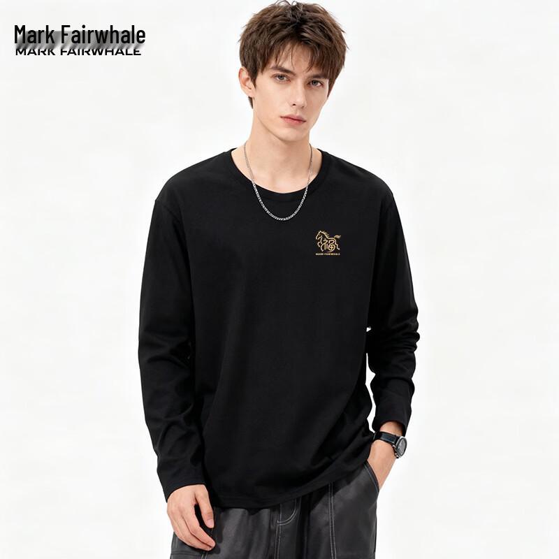 Mark Fairwhale Men's Pure Cotton Long-Sleeve Round Neck T-Shirt