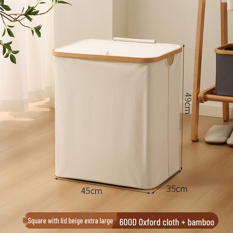 Foldable Large Desktop Storage Basket with Lid for Bedroom - Laundry, Toys, and Clothes Organizer