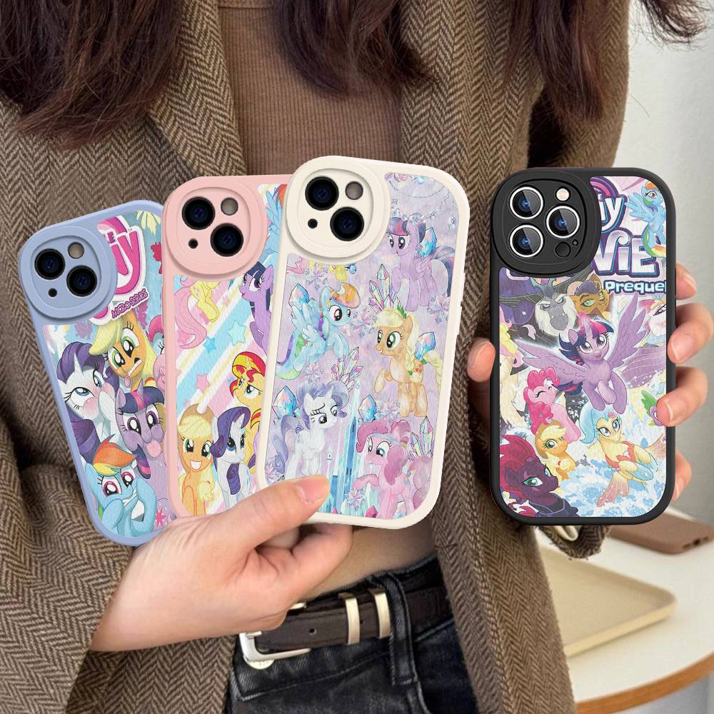 Cute M-My Cartoon P-Pony L-Little Phone Case For IPhone 16 15 14 11 12 13 Pro Max Plus Back Leather Shell