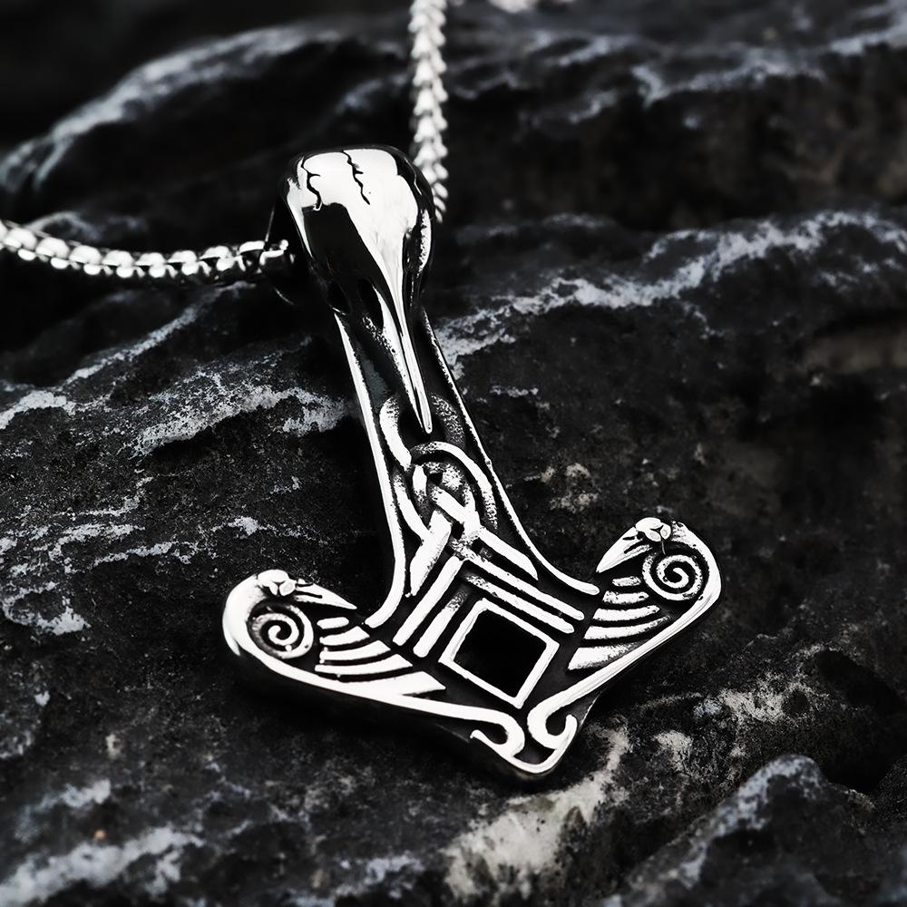 

Nordic Retro Viking Raven Anchor Stainless Steel Pendant Steel Color - Pendant Only