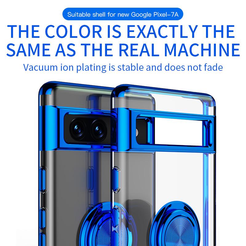 Electroplate Silicone Case Ring Stand For Google Pixel 7A 6A Magnet Car Holder Shell TPU Protection For Google Pixel7A Pixel 7