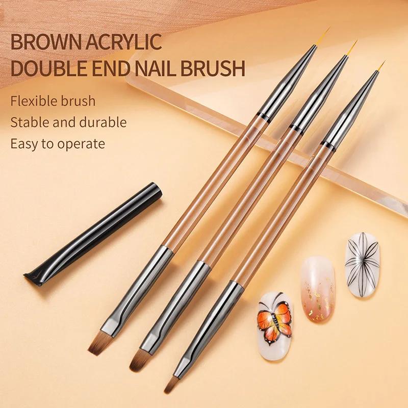 Manicure Brushes Dual Use Gel Gradient Brush Pinceles Ultra Thin Line Drawing Pen Dual End Nail Art Design Painting Tools