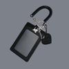 1 Piece Black Pu Leather Silver Cat Bow Pendant Photo Card Holder Keychain Student Campus Card Id Card Holder
