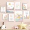 Pink Mountain Sun Rainbow Quote Bohemian Nursery Nordic Posters, Wall Art Canvas Painting Pictures, Perfect for Baby Kids Room