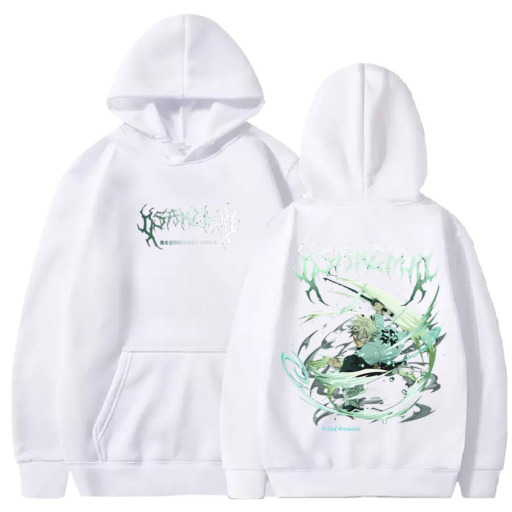 

Anime Demon Slayer Hoodies Men Women Clothing Shinazugawa Sanemi Printed Sweatshirts Long Sleeves Fleece Loose Hooded Streetwear XS белый
