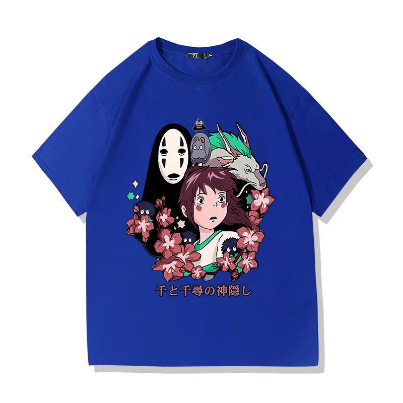 Japanese Anime Spirited Away 100% Cotton Short Sleeve T-shirt Men's and Women's Summer Fashion Brand Short Sleeve Clothes