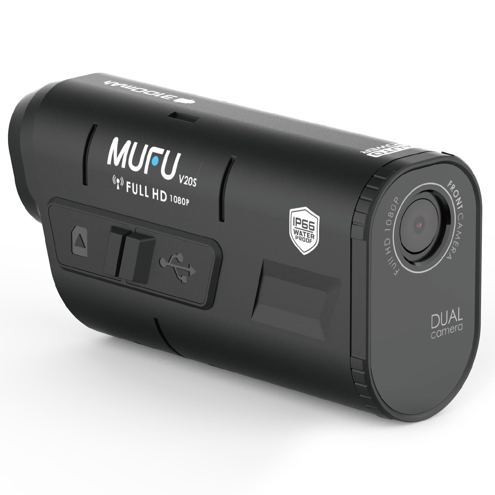 

Maxwin Motorcycle Simultaneous Front and Rear Helmet 2MP Full 3100mAh Dashcam, 2-Camera System, Recording, Mount, Bicycle, WiFi, HD, IP66, Battery,
