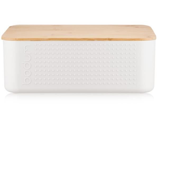 Boite à pain - BODUM - 11740-913 - Petit modèle - Couvercle bambou - Blanc