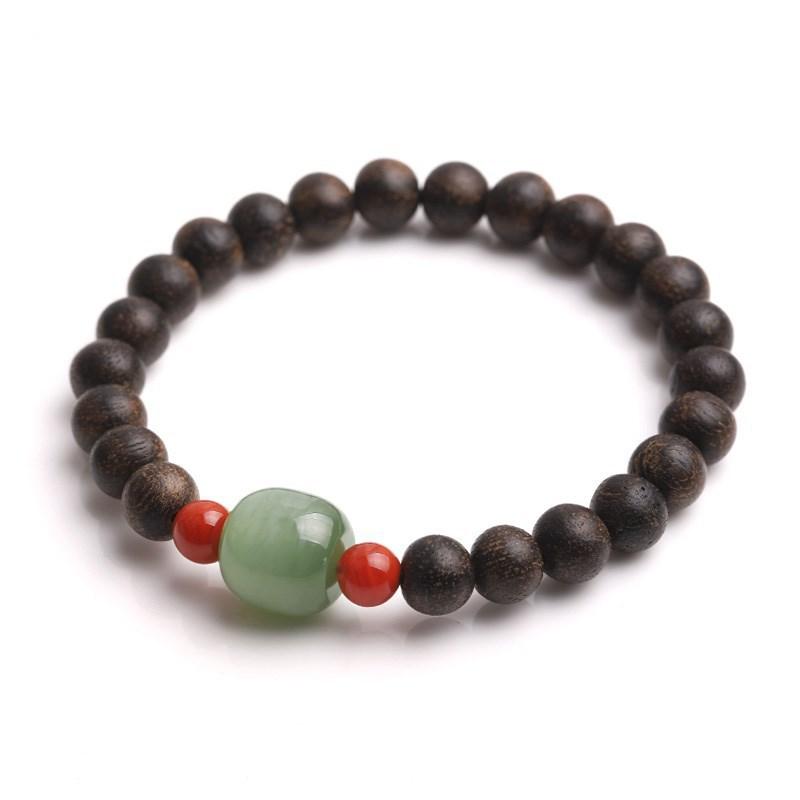 

Nha Trang Agarwood Buddhist Beads7mm Single-loop bracelet DIY Women s vintage sandalwood bracelet and Hetian jade jewelry are popular among students 7mm