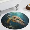 Realistic Great White Shark Round Area Rug Ocean Wave Shark Attack Print Non-Slip Circular Carpet Nautical Marine Themed Mat