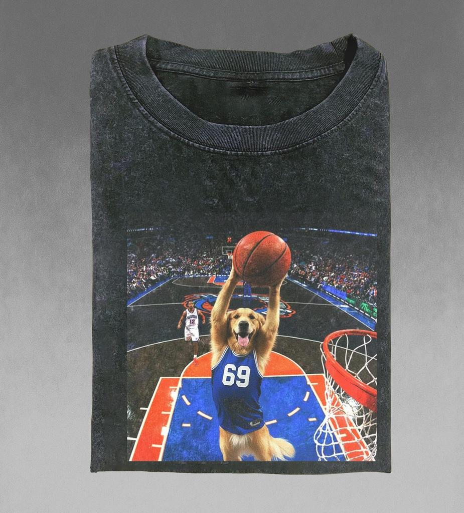Funny Basketball Dog T-Shirt, Dog Lover Gift, Quirky Meme Shirt, Trendy Tee