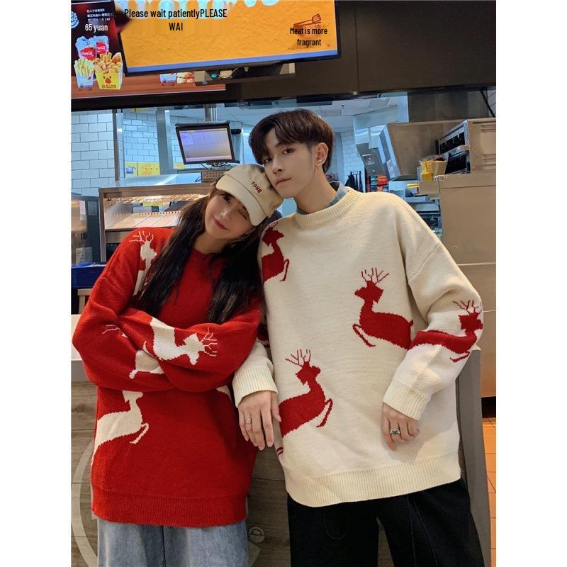 Hong Kong Style Couple Autumn Sweaters - Trendy Korean Loose Fit Lazy Pullover Knit for Men