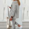 2 Stück/Set Damen Blazer Hosen Set Umlegekragen Cardigan Langarm Elastische Taille Schmale Passform Kordelzug Formell Knöchellang Kariert