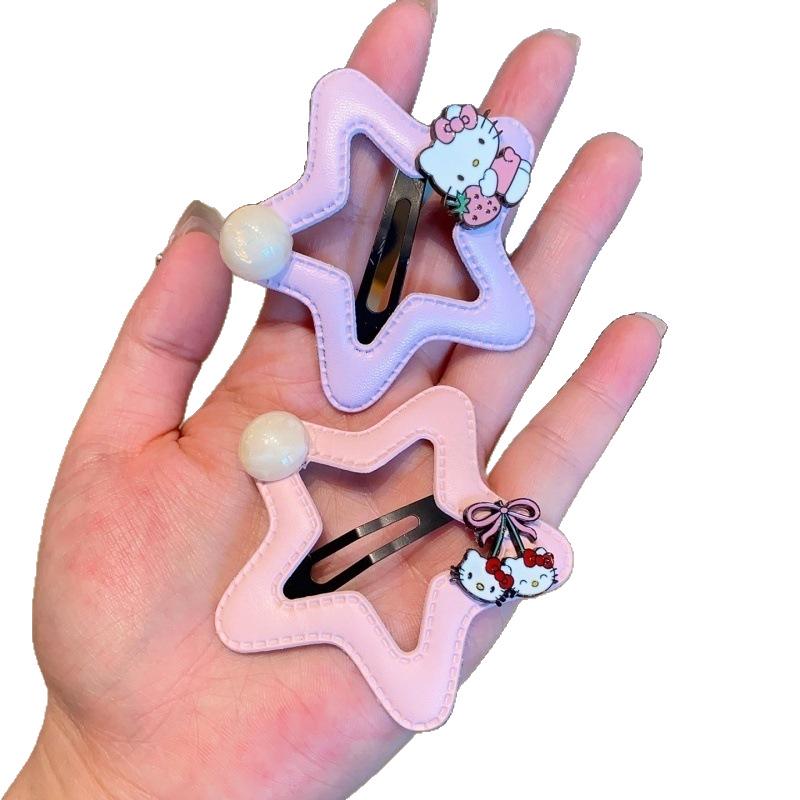 Children's Five-Pointed Star Hair Clip - Kitty BB Clip for Side Bangs, Sweet Dopamine Design.