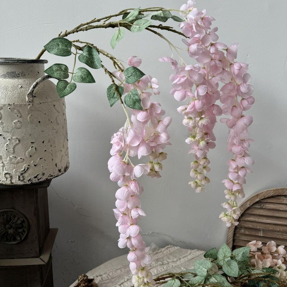6 Forks Artificial Wisteria Flowers Purple Bushy Vine Artificial Faux Plants Vine Rattan Decorative Fake Flower String розовый