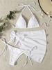 Bikini Set Donna Marrone Liscio Sexy Costine Scollo a Nodo Push Up Costume da Bagno con Gonna in Rete 2026 Donna Costume da Bagno Brasiliano Copricostume