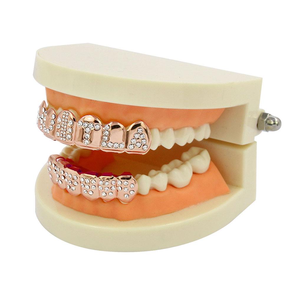 European & American Diamond-Studded Gold Plated Hip Hop Letter Grillz - Halloween Jewelry Gift