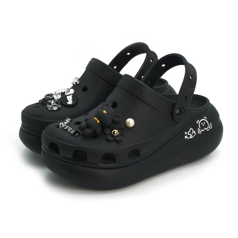 Crocs Crush Clog Classic Crush EVA Rain Shadow Painting Imp Puff Hole Shoes Unisex Black