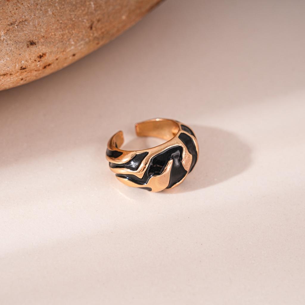 European and American oil dripping irregular lines open ring light luxury high-end ring personality temperament jewelry