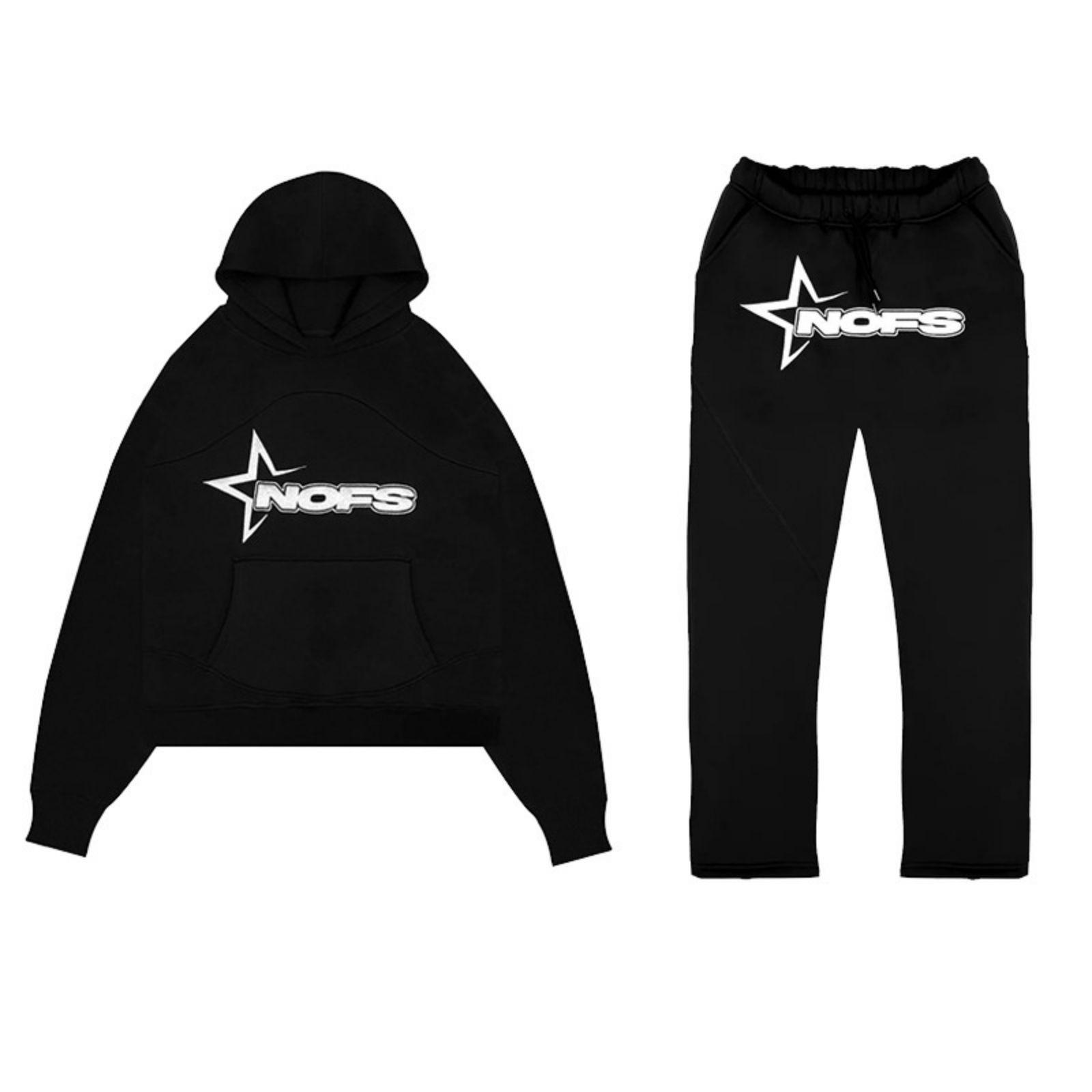 

And Winter Loose Sports Fitness Suit Men s Casual Hooded Long-Sleeved Sweatshirt And Sweaterpant Two-Piece Cotton S чорний