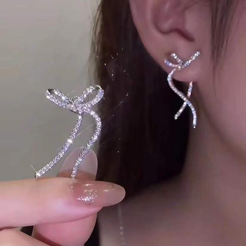 Simple Ribbon Bow Earrings Bows Shape Dangle Ear Rings Bowknot Pendant Eardrop Versatile Accessory for Daily Wear