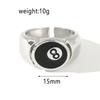 Punk Style Billiard Number Black 8 Opening Adjustable Rings Metal Alloy Rings Fashion Hip Hop Rock Jewelry For Women And Men