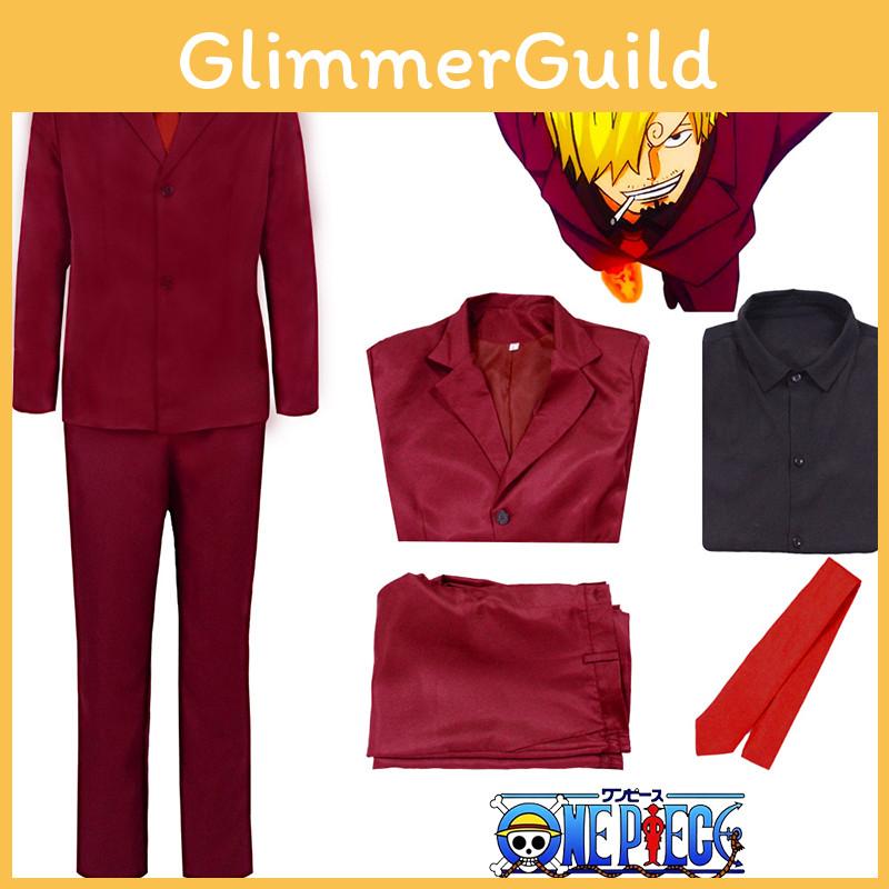 Onepiece'ten Sanji Kırmızı Takım Cosplay Kostümü
