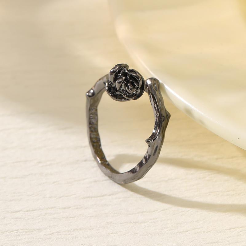 

Юнджин Кольцо на палец без верха с цветком ретро-розы - Тайское серебро, Универсальный винтажный стиль для женщин