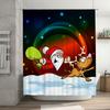 TU Christmas Shower Curtain Santa Claus Reindeer Holiday Festive Bathroom Decor Waterproof Fabric Xmas Pattern Backdrop