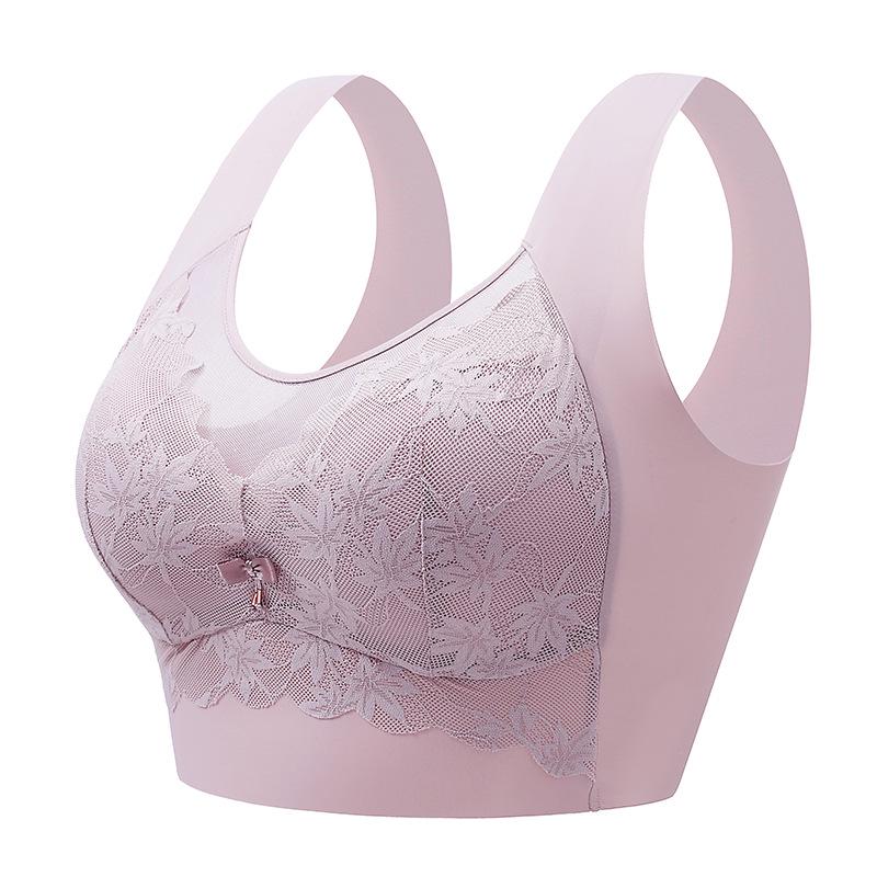 Lace Mesh Seamless Vest-Style Wire-Free Plus Size Bra with Beautiful Back Design