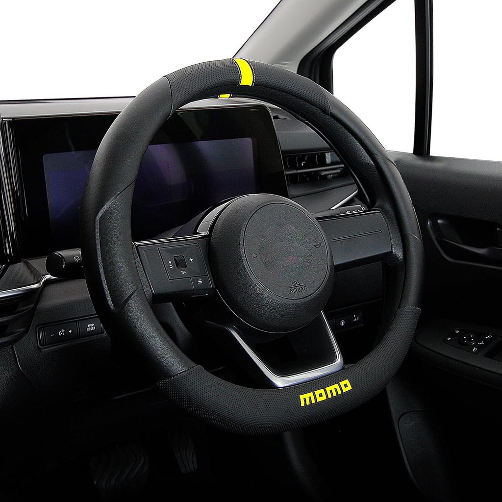 MOMO TRACK Truck Steering Wheel Cover, Italy, Milan, Flat Bottom, D-Shaped, Yellow