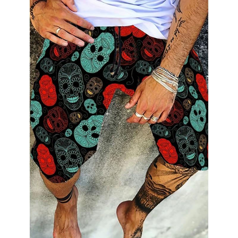 Summer Men Fashion Trend Shorts 3D Skull Graphic Shorts Summer Clothing Vacation Shorts Male Quick Drying Shorts Beach Shorts