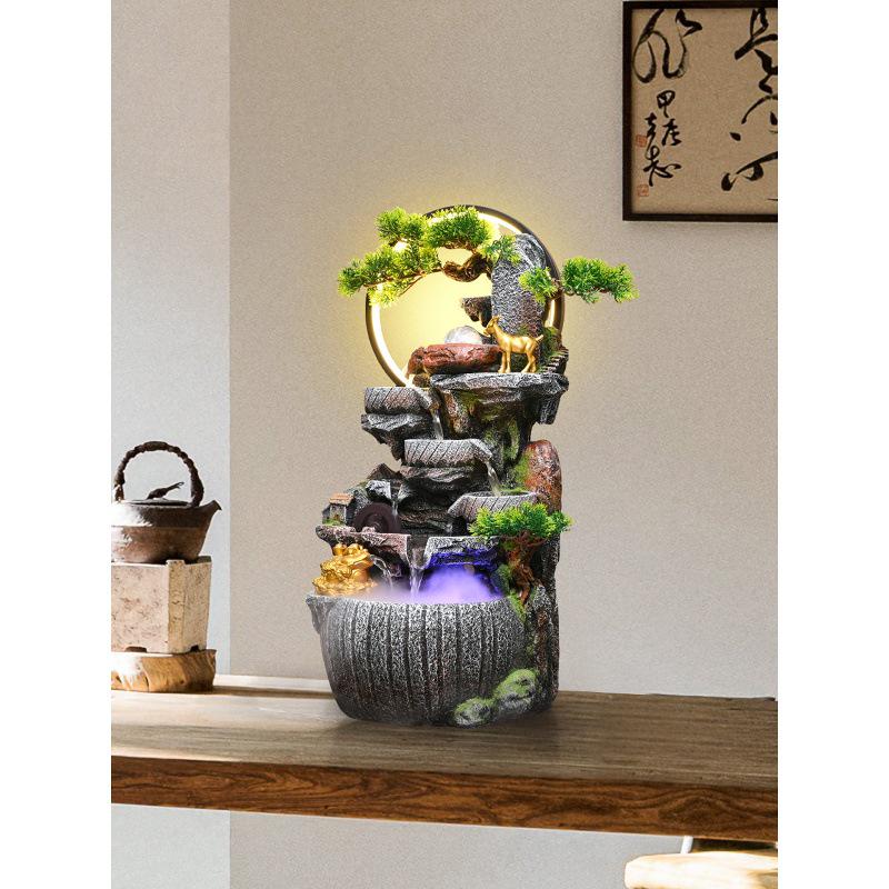 Desktop Feng Shui Rockery Water Feature with Recirculating Ball for Wealth and Luck, Perfect for Office, Living Room, or Opening Ceremony Gift.