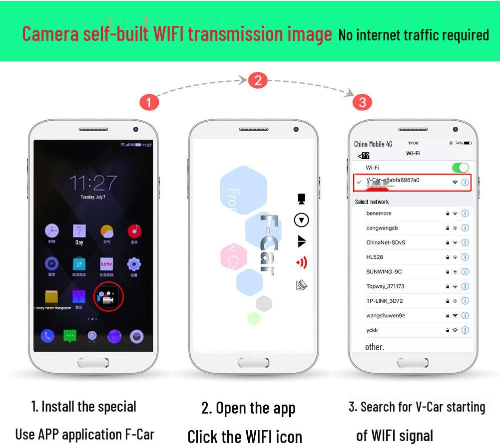 HD Wireless Reversing Camera with European License Plate Frame