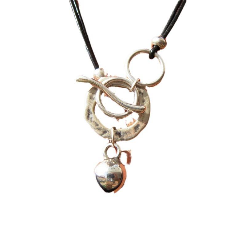 Collier pendentif en cuir avec cercle géométrique vintage pour femme, style bohème, cadeau de fête ou de vacances