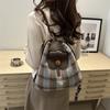 Fashionforward Plaid Tote Bag For Women In Coffee Blue And Yellow With Structure Soft