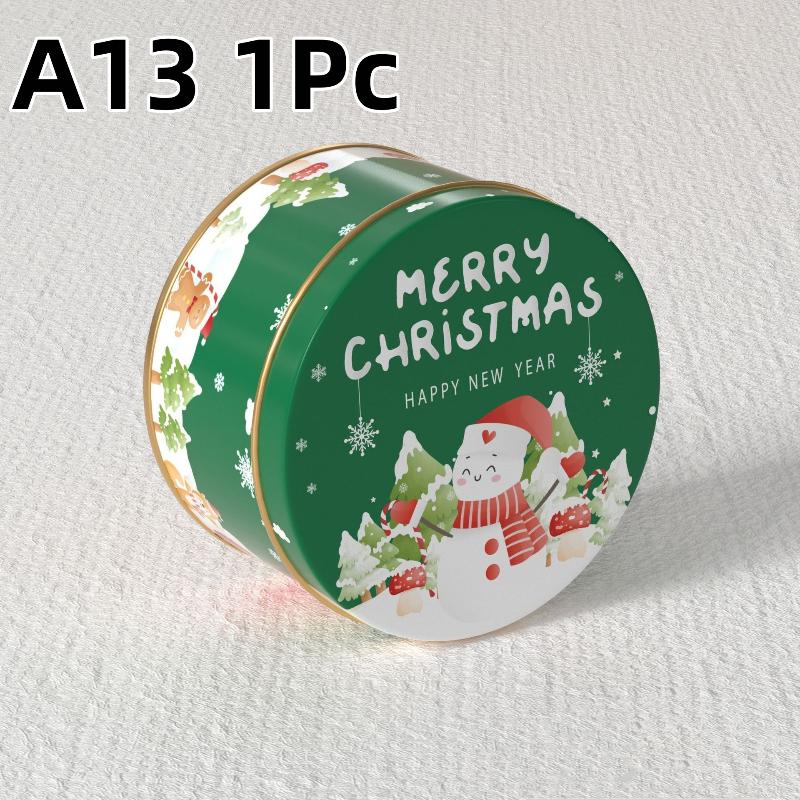 Christmas Tinplate Candy Tin Can Metal Box Cartoon Elk Santa Claus Letter Printed Xmas Candy Cookie Tea Storage Gift Case