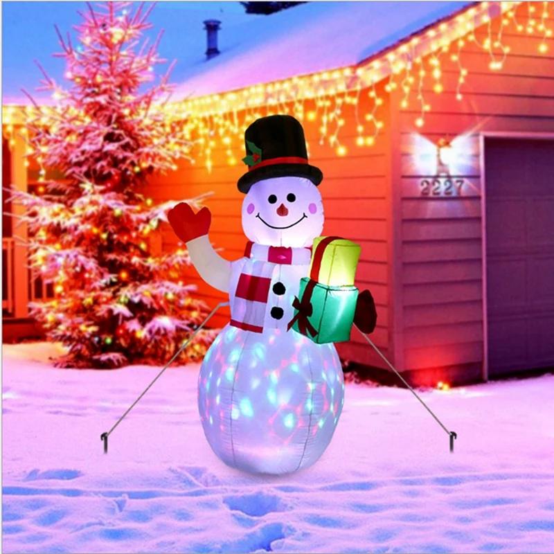 160cm Santa Claus Inflatable Decoration Model Ornament Built-in LED Lights Indoor Outdoor Christmas Party DIY Garden Decor
