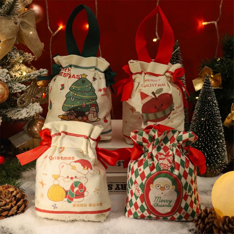 Świąteczne Torebki na Cukierki Worek Prezentowy ze Sznurkiem Dekoracje Stołu Bożonarodzeniowego Torba z Mikołajem Opakowanie na Ciasteczka Torebka Nowy Rok 2025