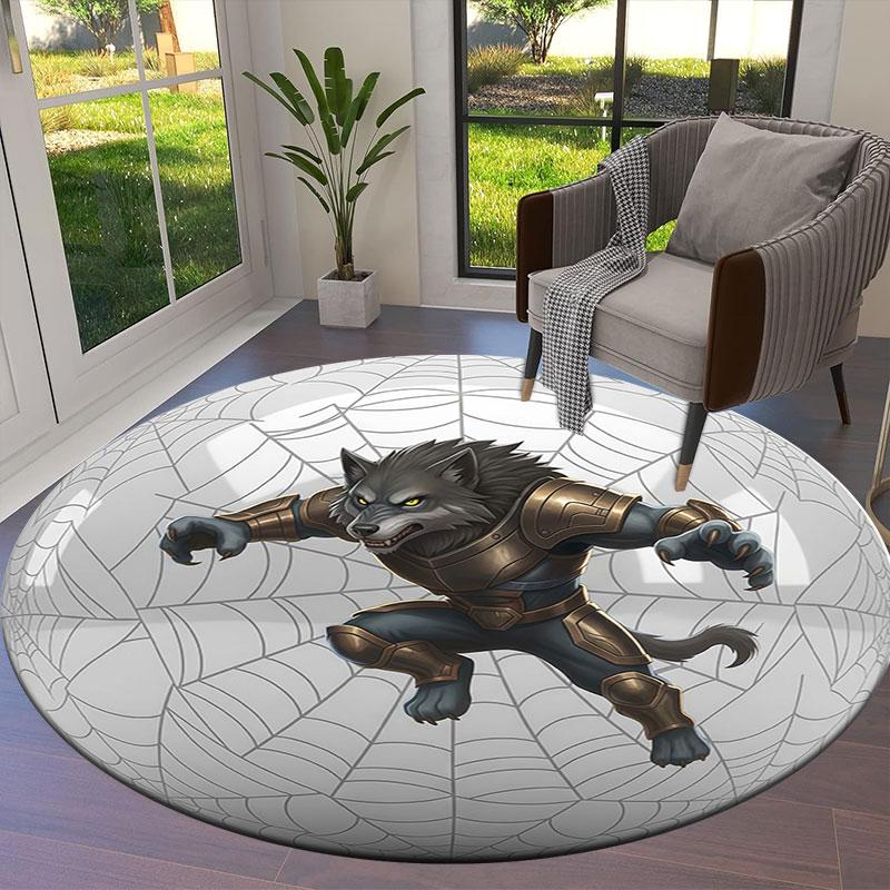 AnimalHeroes Round Area Rug,Carpet Rug for Living Room Bedroom Sofa Playroom Decor,Non slip Floor Mat
