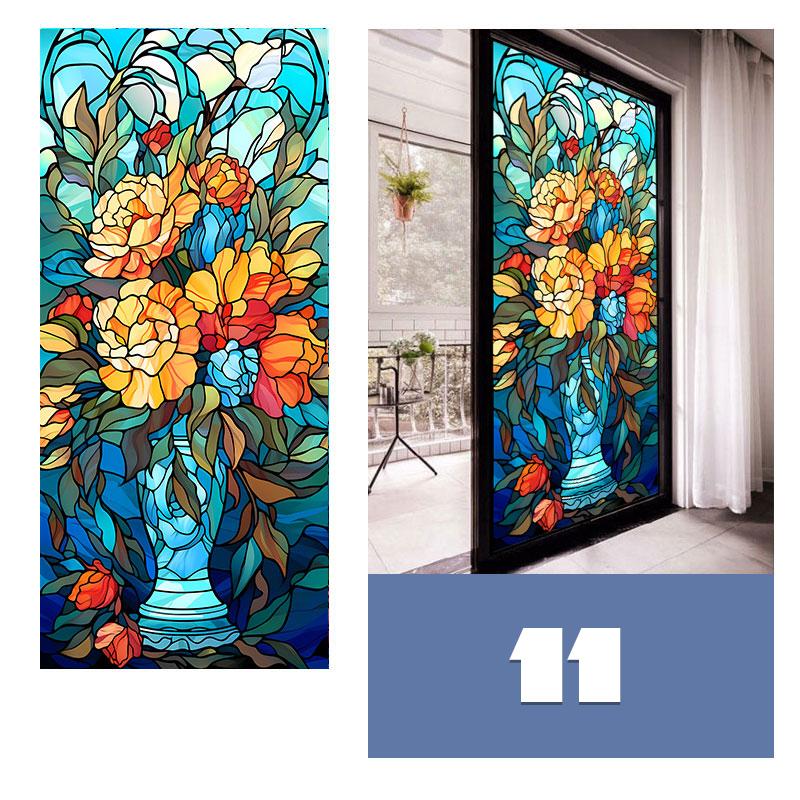 Colorful Stained Frosted Glass Film Modern Art Geometry Pattern Window Stickers Opaque Self-adhesive European Home Decor Privacy