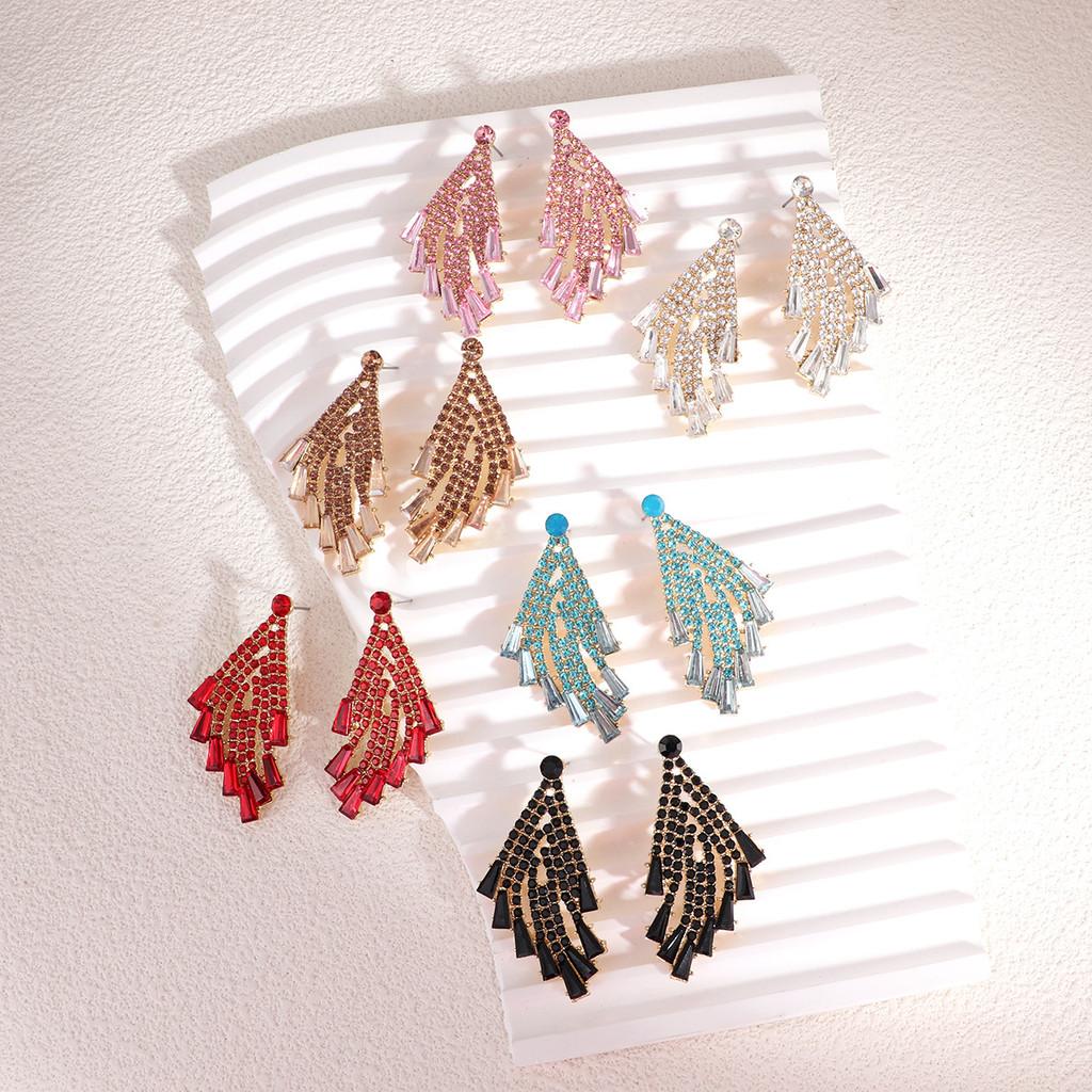 Earrings Jewelry Exaggerated Full Rhinestone Tassel For Women Summer