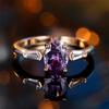 Trendy Purple Zircon Crystal Oval Stone Vintage Gold Color Wedding Bands Engagement Rings For Wome Jewelry