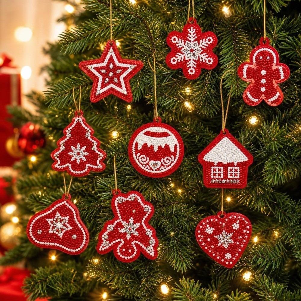 10 PCS Snowman Diamond Painting Pendant DIY Craft Bag Charm Creative Hanging Ornament Xmas Gift
