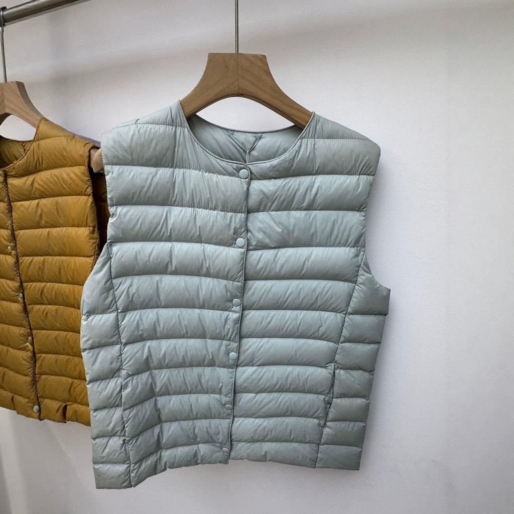 White duck down Pinghu light down jacket, vest liner, round neck V-neck variable thermal vest, vest, free storage bag.